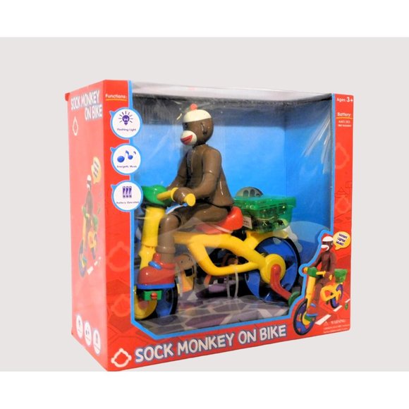 Hexxa Other - Sock Monkey on Bike Flashing Light Music Battery Operated Hexxa Boxed Sealed